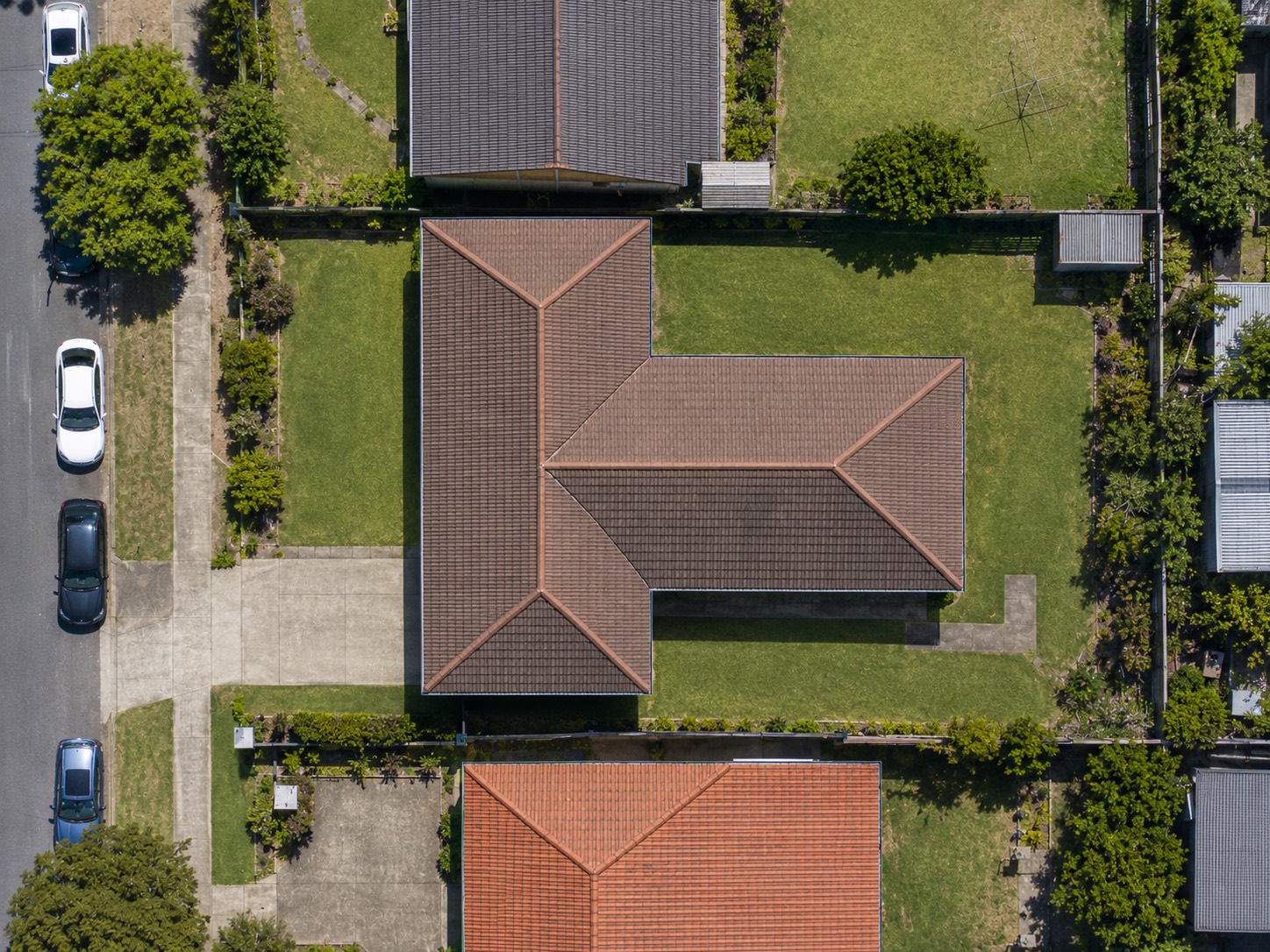 Example aerial view of a residential roof