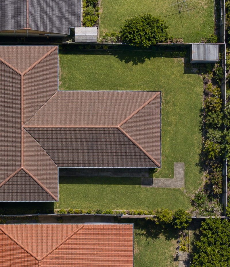 Example aerial of a suburban roof
